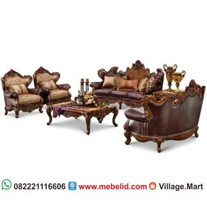 Kursi sofa ukiran jepara bergaya klasik mewah bahan kayu jati