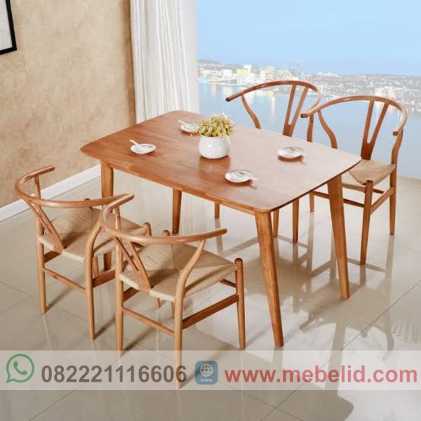Harga set meja makan kursi rotan rangka kayu jati