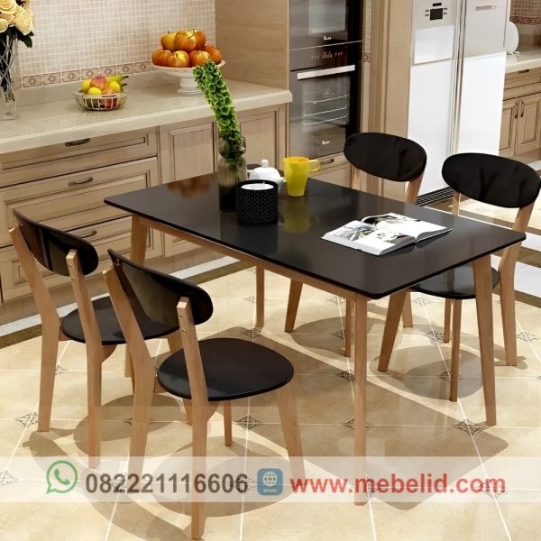 Model meja makan minimalis modern kayu jati solid