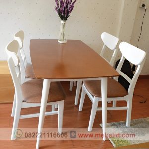 Model meja makan modern minimalis warna kombinasi duco putih aesthetic