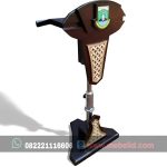 Podium Pidato Hidrolik Minimalis Adjustable Bisa Naik Turun Bahan Kayu Jati Dan Stainless - Image 2