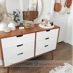 Bufet retro kayu jati model minimalis warna kombinasi putih