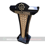 Mimbar Masjid Model Podium Untuk Pidato Bahan Kayu Jati Variasi Ukiran Warna Emas Mewah - Image 2