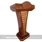 Mimbar Masjid Model Podium Untuk Pidato Bahan Kayu Jati Variasi Ukiran Warna Emas Mewah - Image 3