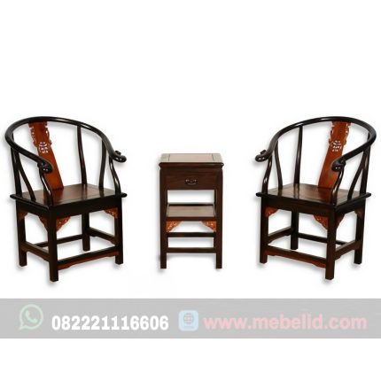 Set Kursi Teras Taichi Model Klasik Bahan Kayu Jati Warna Kombinasi Estetik