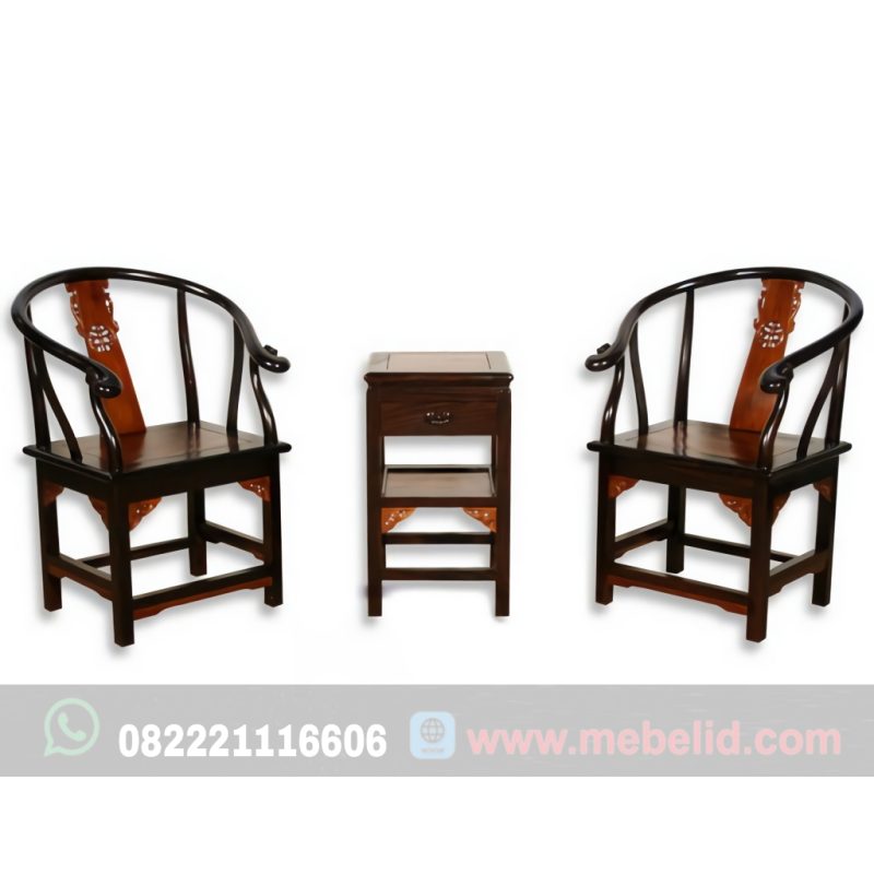 Set Kursi Teras Taichi Model Klasik Bahan Kayu Jati Warna Kombinasi Estetik