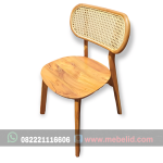 Kursi Cafe Kacang Minimalis Kayu Jati Sandaran Rotan Model Jok Multifungsi - Image 2